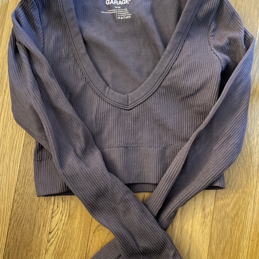 Garage Women's Gray Ribbed Top